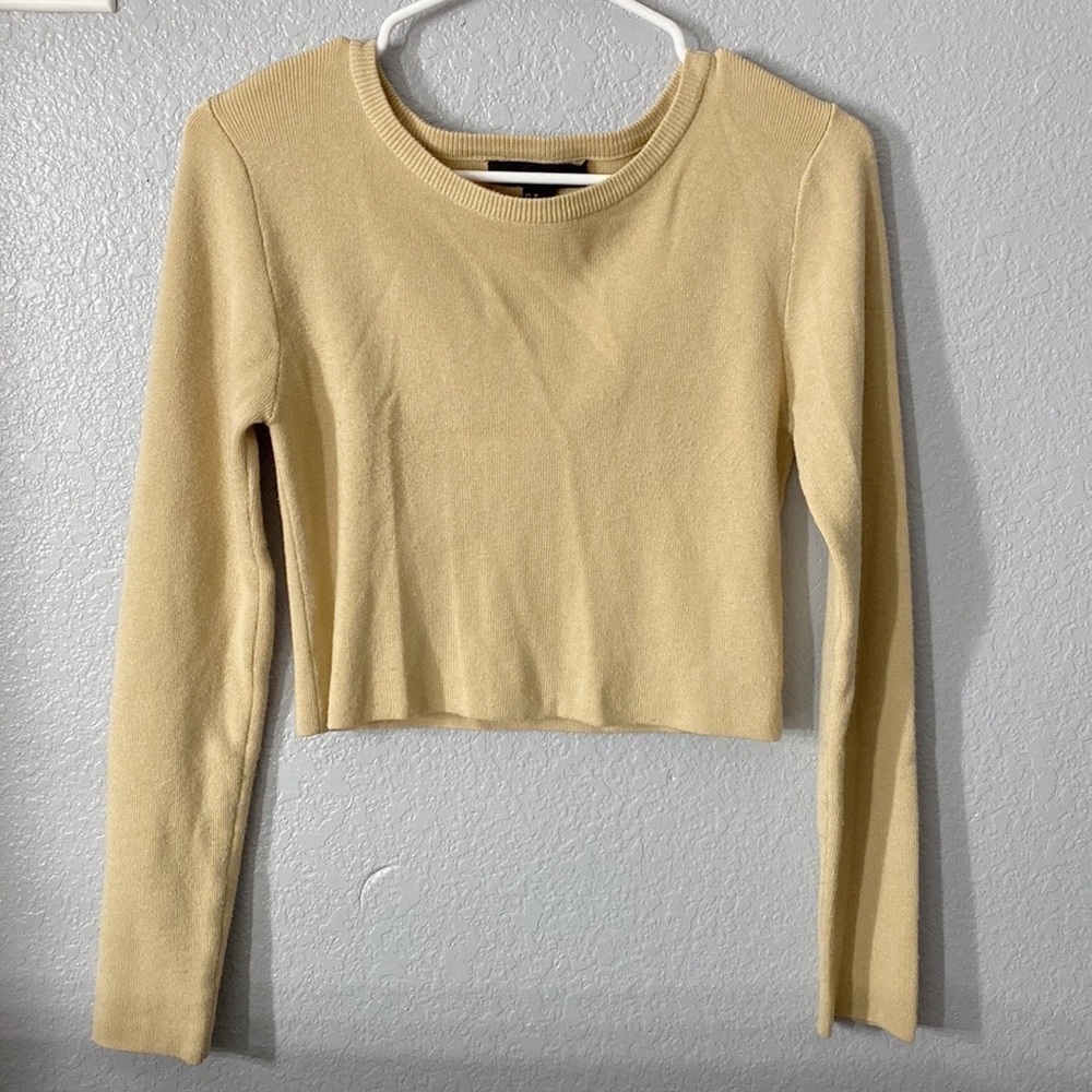 Forever 21 Long Sleeve Tan Crop Top